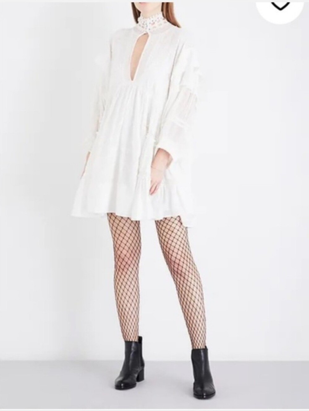 Free People Heartbreaker Dress - Boho White Lace High Neck Tunic Dress - Picture 8 of 10